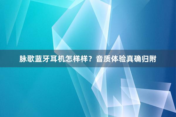 脉歌蓝牙耳机怎样样？音质体验真确归附